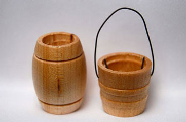 Dollhouse Miniature Wood Tub & Bucket, 2Pc